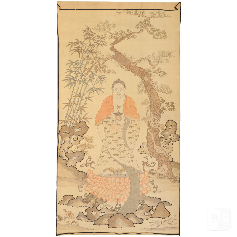 晚清/民國 緙絲阿彌陀佛像 | A PAINTED KESI PANEL OF AMITABHA - 图3